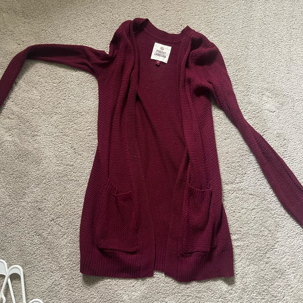 Women's Burgundy Cardigan Sweater